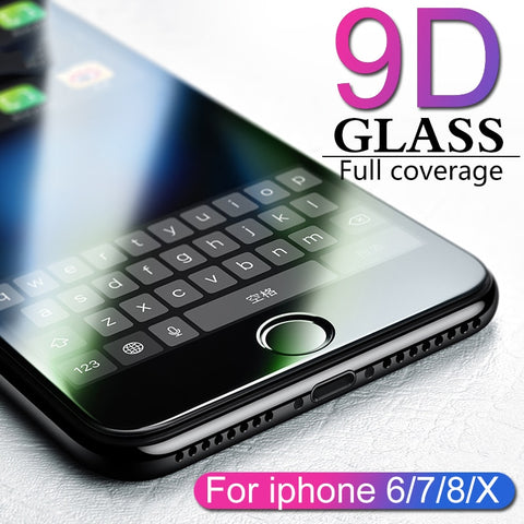 9D protective glass for iPhone 6 6S 7 8 plus X glass on iphone 7 6 8 X R XS MAX